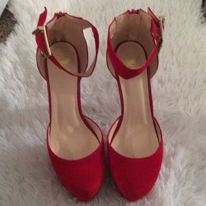Red platform high heels